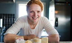 Woman with locally made cheese