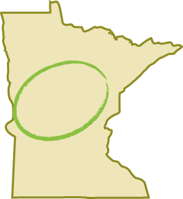 map of Minnesota with circle over central region of the state