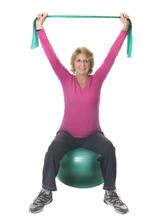 Woman on balance ball