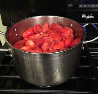 Cooking tomatoes.