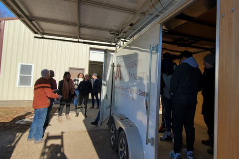 Students tour a solar-fitted trailer