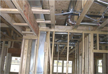 Framing with ductwork.