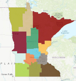 map showing regions of Minnesota